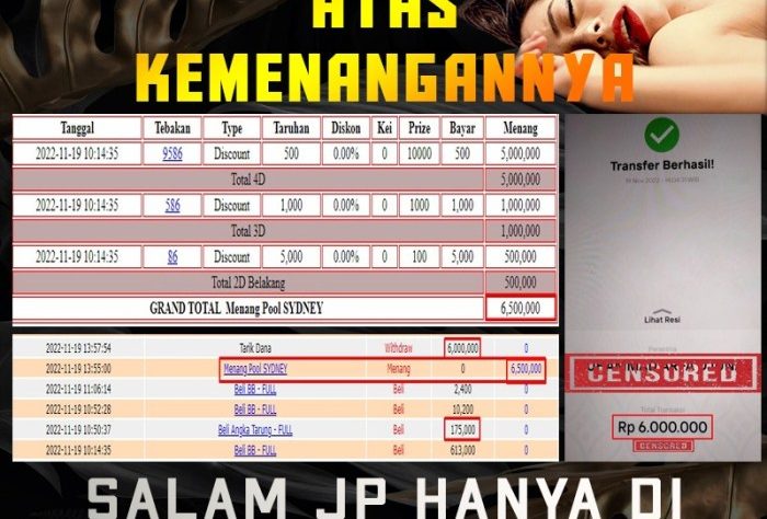 CHUTOGEL : Bonus besar CHUTOGEL untuk hari ini